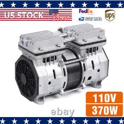 New 370W 8 Bar Oilless Piston Compressor Pump Double Cylinder High Pressure