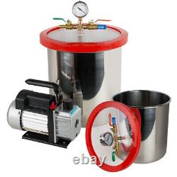 New 5 Gallon Vacuum Chamber 1/4HP 3 CFM Single Stage Pump to Degassing Silicone