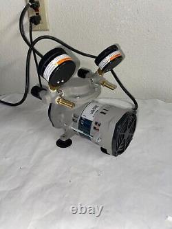 New Cole Parmer PTFE-Coated Vacuum Pump, Gauge/Reg/Valve 0.75 cfm/23.2Hg-25psi