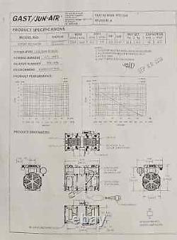 New Jun-Air/GAST 1/2HP Rocking Piston Twin Oil-less Air Compressor Vacuum Pump