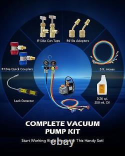 OMT 4cfm Vacuum Pump Tool Set for HVAC/Auto Refrigerant Evacuation Recharging