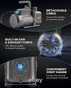 OMT 9CFM 3/4 HP Vacuum Pump HVAC Field Tool 2 Stage Rotary Vane Fast Deep Vacuum