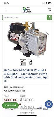 PLATINUM 7 CFM Spark-Proof Vacuum Pump with Dual Voltage Motor and 1qt Oil