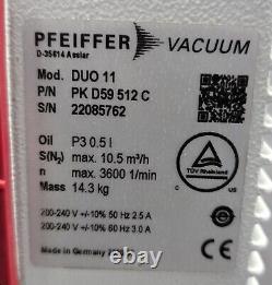 Pfeiffer 5.3CFM Model DUO 11 P/N PK D59 521 C Vacuum Pump 220v