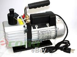 R410A R134A R22 4.8 CFM Vacuum Pump HVAC A/C Refrigerant With4VALVE MANIFOLD GAUGE