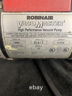 Robinair Vacumaster High Performance 6 CFM Vacuum Pump 15600 with GE Motors Works