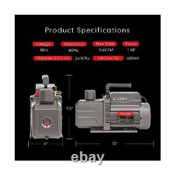 SPECSTAR 110V 9.6 CFM 1 HP Dual-Stage Rotary Vane HVAC Air Vacuum Pump for R1