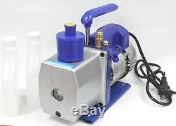 Single Stage Gas HVAC AC 5 CFM 1/3HP Rotary Vane Vacuum Pump R134a R22 R410a