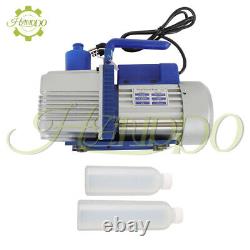 Single-Stage Rotary Vane HVAC Air Vacuum Pump with Oil Bottle 110V 9.6 CFM 1 HP