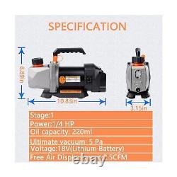Single-Stage Vacuum Pump 2.5CFM 18V 60 microns 1/4HP for Auto AC Refrigerant