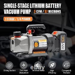Single-Stage Vacuum Pump 3CFM 20V Lithium Battery DC Inverter 60 Microns 1/4HP f