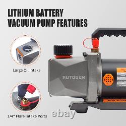 Single-Stage Vacuum Pump 3CFM 20V Lithium Battery DC Inverter 60 Microns 1/4HP f
