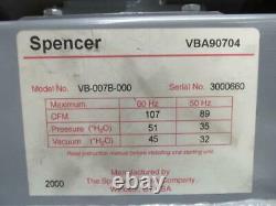 Spencer VB-007B-000 Regenerative Blower Vacuum Pump 107 CFM 3 PH 230/460v