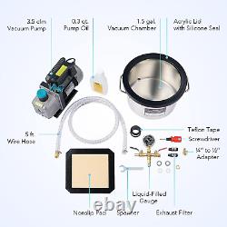 Stainless Steel Vacuum Chamber & 3.5Cfm Vacuum Pump for Home More