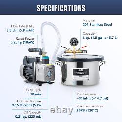 Stainless Steel Vacuum Chamber & 3.5Cfm Vacuum Pump for Home More