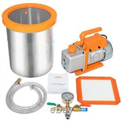 Topshak Vacuum Pump Gauge + 3 Gallon Vacuum Chamber Air Refrigerant 1/4 HP
