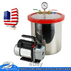 USA STOCK 5 Gallon Vacuum Degassing Chamber Silicone Kit With 3 CFM Pump Best