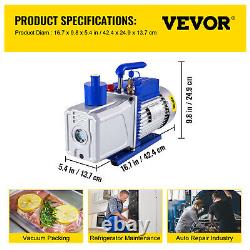 VEVOR 12CFM 2 Stages 1HP HVAC Refrigerant Vacuum Pump Refrigeration Rotary Vane