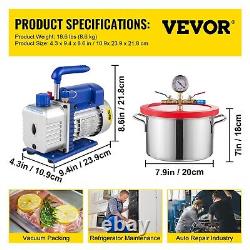 VEVOR 2.5CFM Vacuum Pump with 1.5 Gallon Vacuum Chamber 5 Pa Degassing Silicone