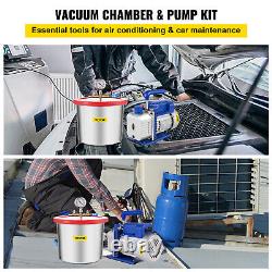 VEVOR 2 Gallon Vacuum Chamber Degassing 5 CFM Vacuum Pump 1/3HP Stainless Steel