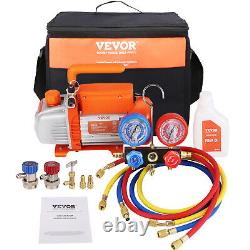 VEVOR 3.5 CFM 1/5 HP Air Vacuum Pump HVAC AC Air Tool + Manifold Gauge Kit