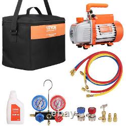 VEVOR 3.5 CFM 1/5 HP Air Vacuum Pump HVAC AC Air Tool + Manifold Gauge Kit