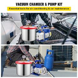 VEVOR 3.6CFM Vacuum Pump 1.5 Gallon Vacuum Chamber AC Conditioning Degassing