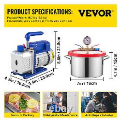 VEVOR 3 CFM 1/4 HP Refrigerant Vacuum Pump with 1 Gallon Steel Vacuum Chamber