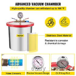 VEVOR 3Gallon Vacuum Chamber 3.6 CFM Vacuum Pump Rotary Vane 1720 RPM AC POPULAR
