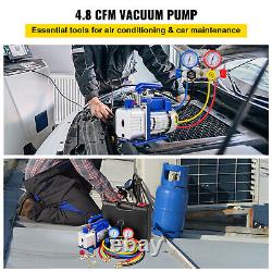 VEVOR 4.8CFM HVAC Auto AC Vacuum Pump with Manifold Gauge Set & Accessories