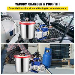 VEVOR 5 Gallon Vacuum Chamber Stainless Degassing 3CFM Vacuum Pump With Hose