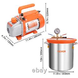 VEVOR 5 Gallon Vacuum Chamber and 3.5CFM Single Stage Pump Degassing Chamber Kit