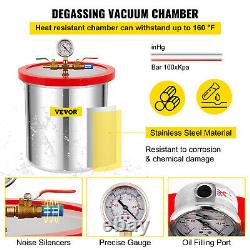 VEVOR 5 Gallon Vacuum Chamber with 5 CFM Vaccum Pump Kit 1/2HP Single Stage