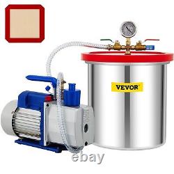 VEVOR 5 Gallon Vacuum Chamber with 7CFM Pump Vacuum Chamber Kit 3/4HP Dual Stage
