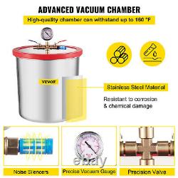 VEVOR 5 Gallon Vacuum Degassing Chamber 21L Silicone Kit 5CFM Vacuum Pump Hose