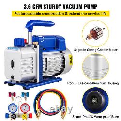 VEVOR AC Vacuum Pump Manifold Gauge Set 3.6 CFM 5PA HVAC Vacuum Pump With Box