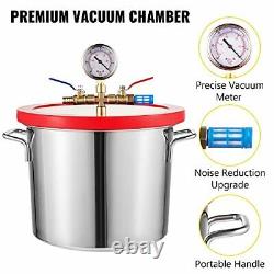 VEVOR Vacuum Chamber with Pump 2 Gallon Vacuum Chamber 3CFM 1/4HP Vacuum Pump
