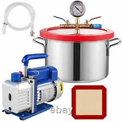 VEVOR Vacuum Chamber with Pump 3.6CFM 1/4HP Vacuum Pump with High-Capacity 1