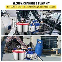 VEVOR Vacuum Chamber with Pump 3.6CFM 1/4HP Vacuum Pump with High-Capacity 1