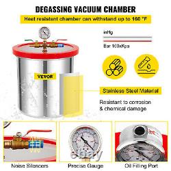 VEVOR Vacuum Chamber with Pump Vacuum Chamber Kit 5 Gal 5CFM 1/3HP Single Stage