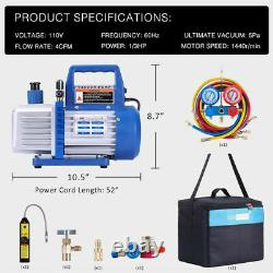 VIVOHOME 110V 4CFM Single Stage Rotary Vane Air Vacuum Pump Set Kit