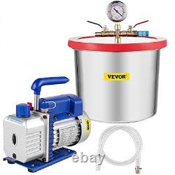 Vacuum Chamber with Pump, 4CFM 1/3HP Vacuum Pump with High-Capacity 2 Gallon