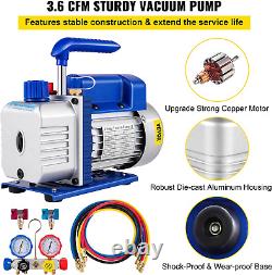Vacuum Pump 3.6CFM 1/4 HP Single Stage HVAC A/C Refrigeration Kit 5PA Ultimate V