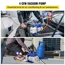 Vacuum Pump 4CFM 1/4HP Air Vacuum Pump 4 CFM Vacuum Pump + Manifold Gauge Set