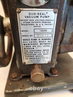 Welch 1400 Duo Seal Vacuum Pump WithGE 1/3 Hp 1725Rpm 115v 0.9Cfm