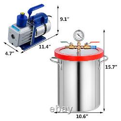 3 Gallon Vacuum Chamber 5cfm Pompe À Vide Air Conditioning Manifold 160ºf