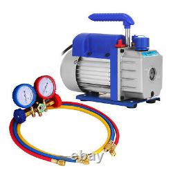 3cfm Air Vacuum Pump Hvac A/c Refrigeration Kit Ac Manifold Gauge Set