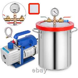 4 Cfm 2 Stage Vacuum Pump 3 Gallon Vacuum Chamber Dégazage Silicone Kit Rs-1.5