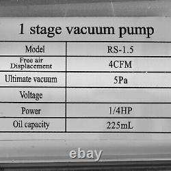 4 Cfm Réfrigérateur Pompe À Vide A/c Auto Car Tester Collecteur Set (r134a), 1/4hp
