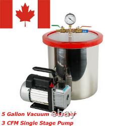 5 Gallon 3 Cfm Stainless Steel Vacuum Degassing Chamber Kit 3cfm Pump Ca Stock